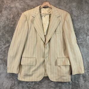 Vintage 70s Anderson L. Blazer Sport Coat Jacket Yellow Herringbone Leisure Suit